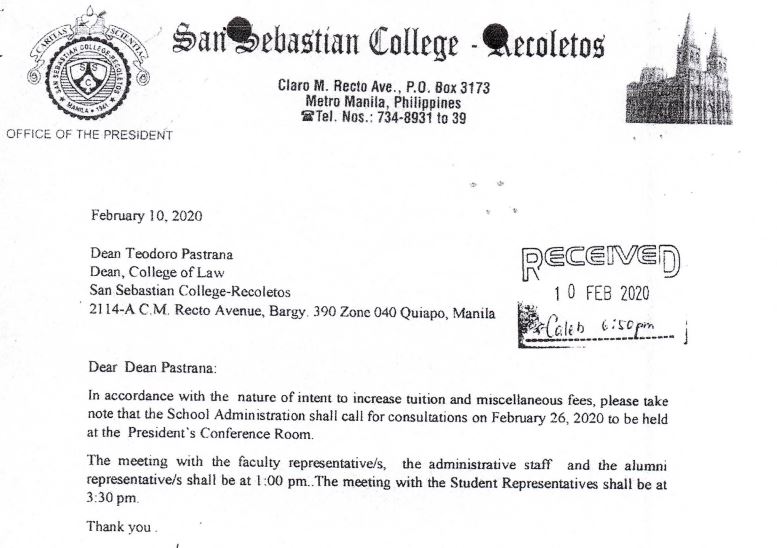 Annex G Notice of meeting to the Dean of College of Law